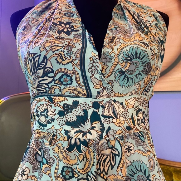 Vintage Zury Floral Boho Silk Halter Jumper Size One Size - Picture 5 of 8